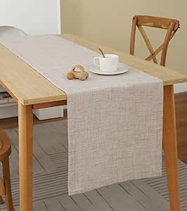 Runner da tavolo in cotone e lino, nappe ricamate intrecciate
