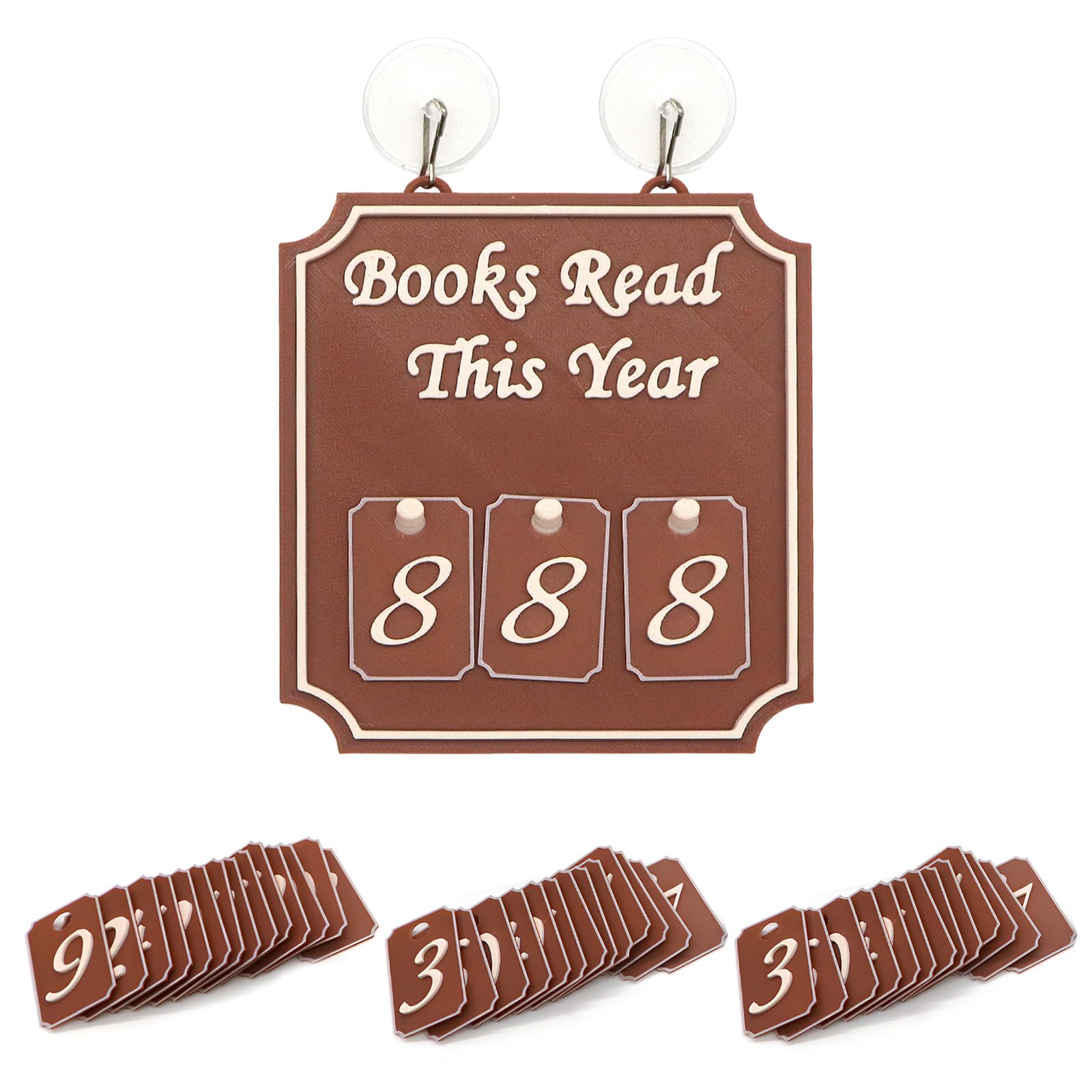 Rudfovn Books Read This Year Counter, Diy Hanging Book Read Tracker with 0-9 Digital Card for Writers, Literary, Bookish Home
