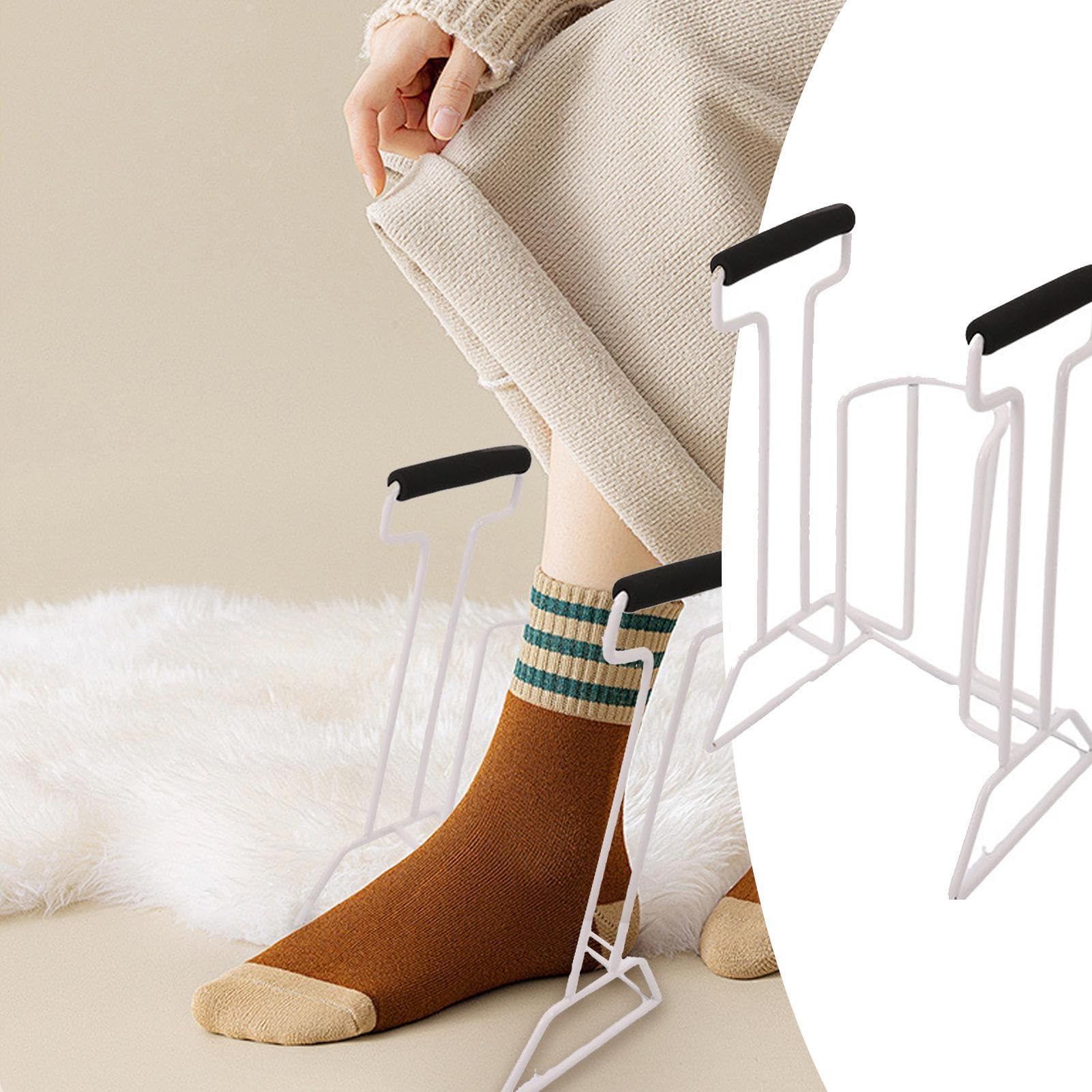 Sockenhilfe Sockenhilfe Kompressionsstrumpfhilfe Sockenhilfe Sockenanzieher Sockenanziehhilfe für stabile Socken mit einfachem Griff Rostfreier Helfer für große Socken