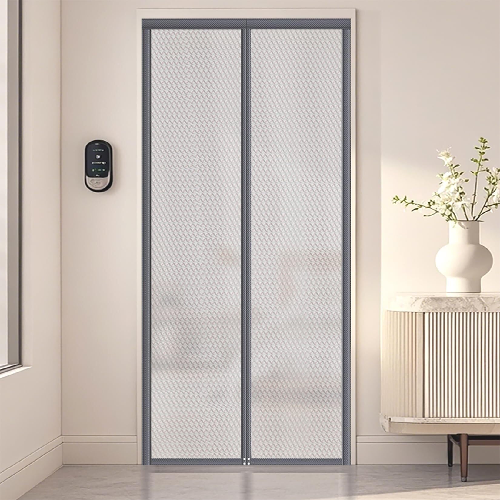 Écran thermique magnétique rideau de porte isolant hiver coupe-vent PVC 80x210cm