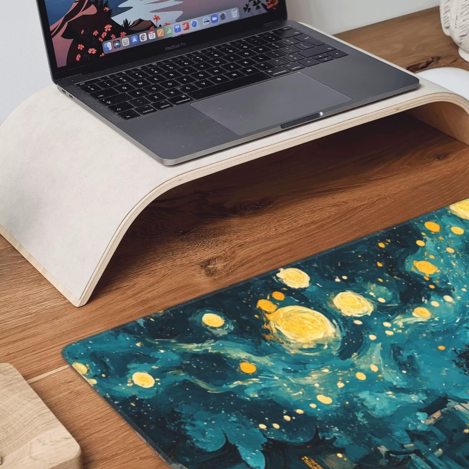 Niebieska podkładka pod mysz XXL krajobraz mata na biurko 1600 x 800 x 3 mm mata biurkowa zmywalna podkładka do gier na laptopa, z antypoślizgową gumową podstawą do gier, PC, pracowników biurowych