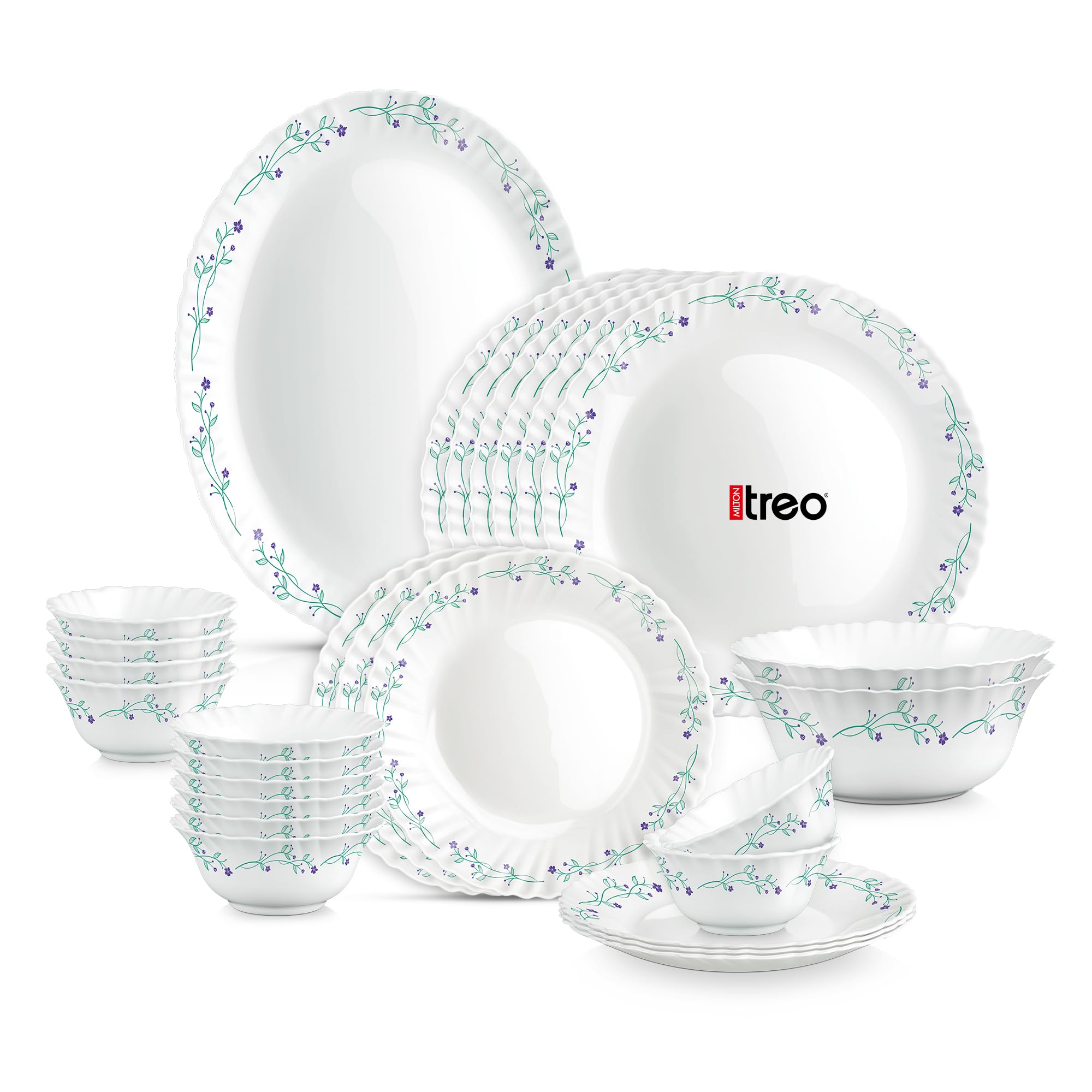 Treo by Milton Opalware Aurelia Murel Dinner Set of 27 | Serving for 6 | Microwave & Dishwasher Safe | Bone-Ash Free | Tempered Toughness | Plates & Bowls | Crockery Set for Dining & Gifting-image-44
