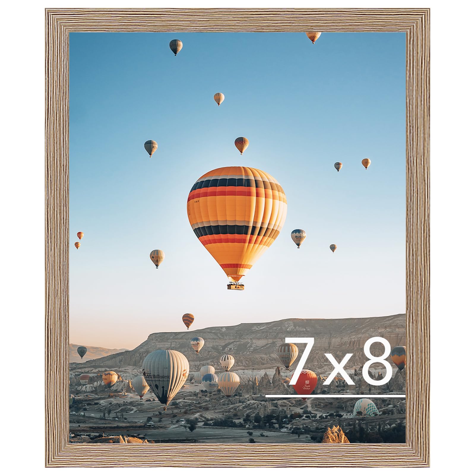 JCJMY 7x8 Picture Frame Rustic Brown for Wall Hanging or Tabletop, Wall Mounting Horizontally or Vertically, 7 x 8 Wall Gallery Poster Photo Frame with Shatter Resistant Plexiglass, Rustic Brown
