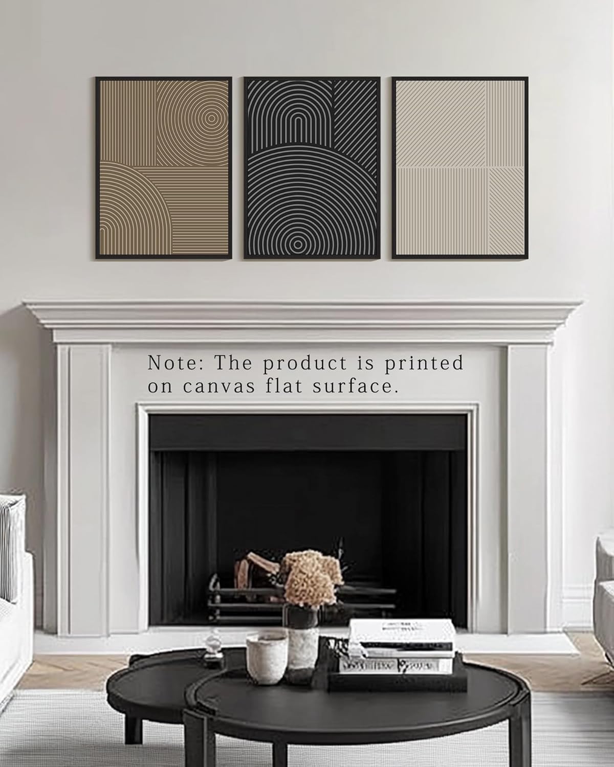 KUVIOKE Minimalist Abstract Boho Framed Wall Art Modern Mid-Century Bohemain Neutral Line Wall Decor Geometric Artwork Bedroom Decor 12x16in (Black Framed)