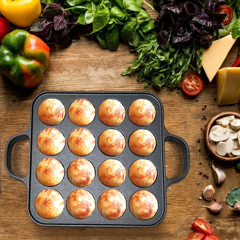 Takoyaki - Bistecchiera in ghisa con 16 fori, antiaderente, per polpette di polpi, utensili da cucina
