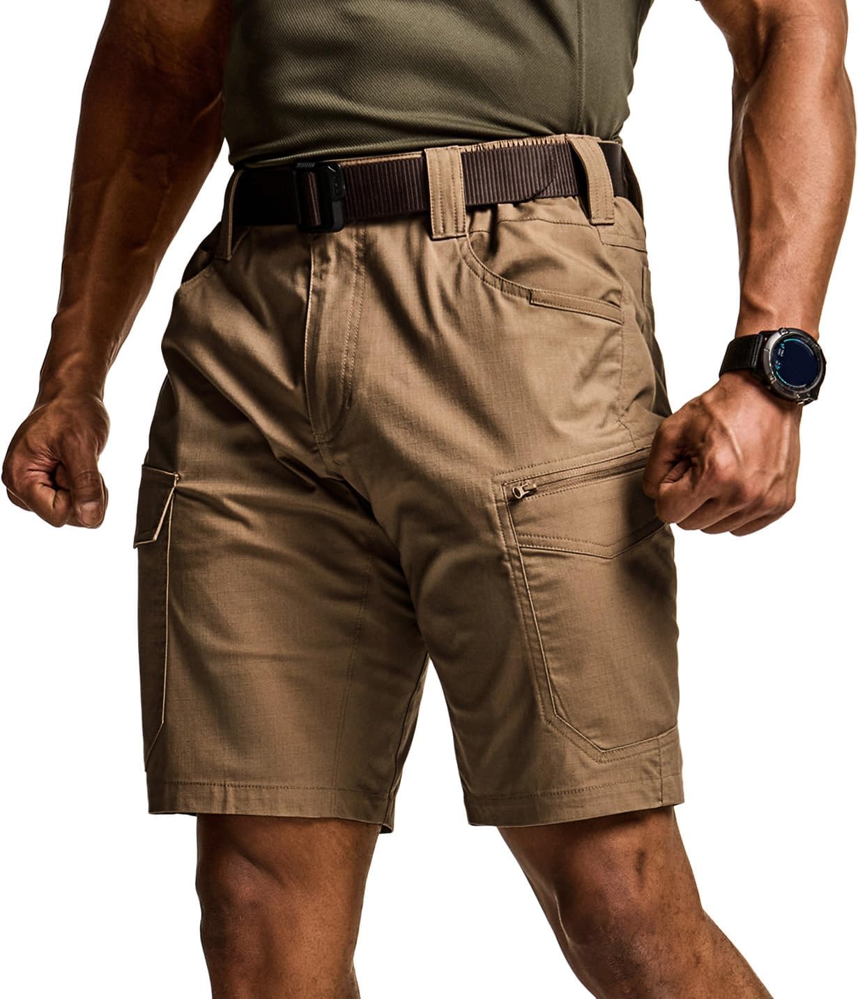 CQR Men's Flex Casual Cargo Shorts, Lightweight Water Resistant Golf Shorts, Stretch Tactical Work Shorts with Multi-Pocket - Image 9