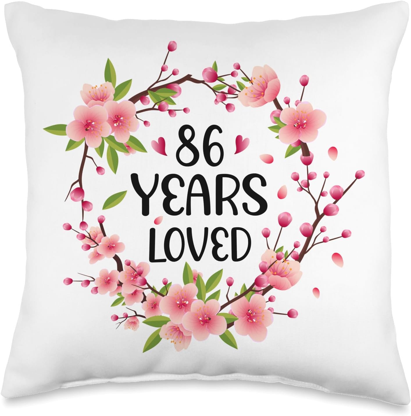 Floral 86 Years Old 86th Birthday Women 86 Years Loved Throw Pillow