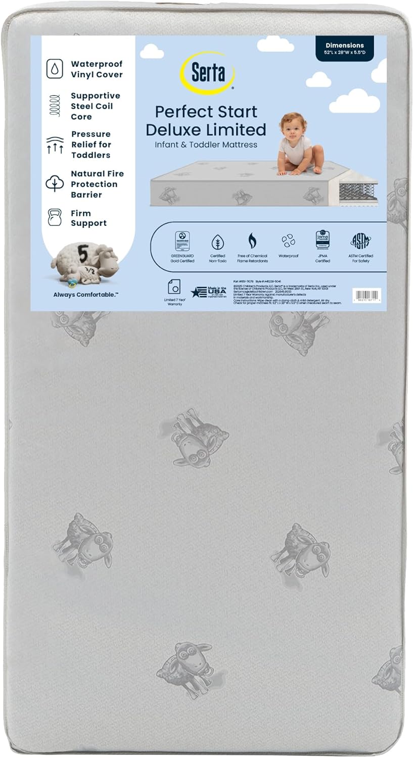 Serta Perfect Start Deluxe Limited Dual Sided Baby Crib Mattress and Toddler Mattress, GREENGUARD Gold Certified, Firm Support, Waterproof, 7 Year Warranty, Made in USA product image