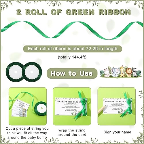 Miniatura 4 de Juego de 65 piezas para baby shower, 1 letrero de medición de la protuberancia del bebé, juego de medir el vientre de mamá y 50 tarjetas de