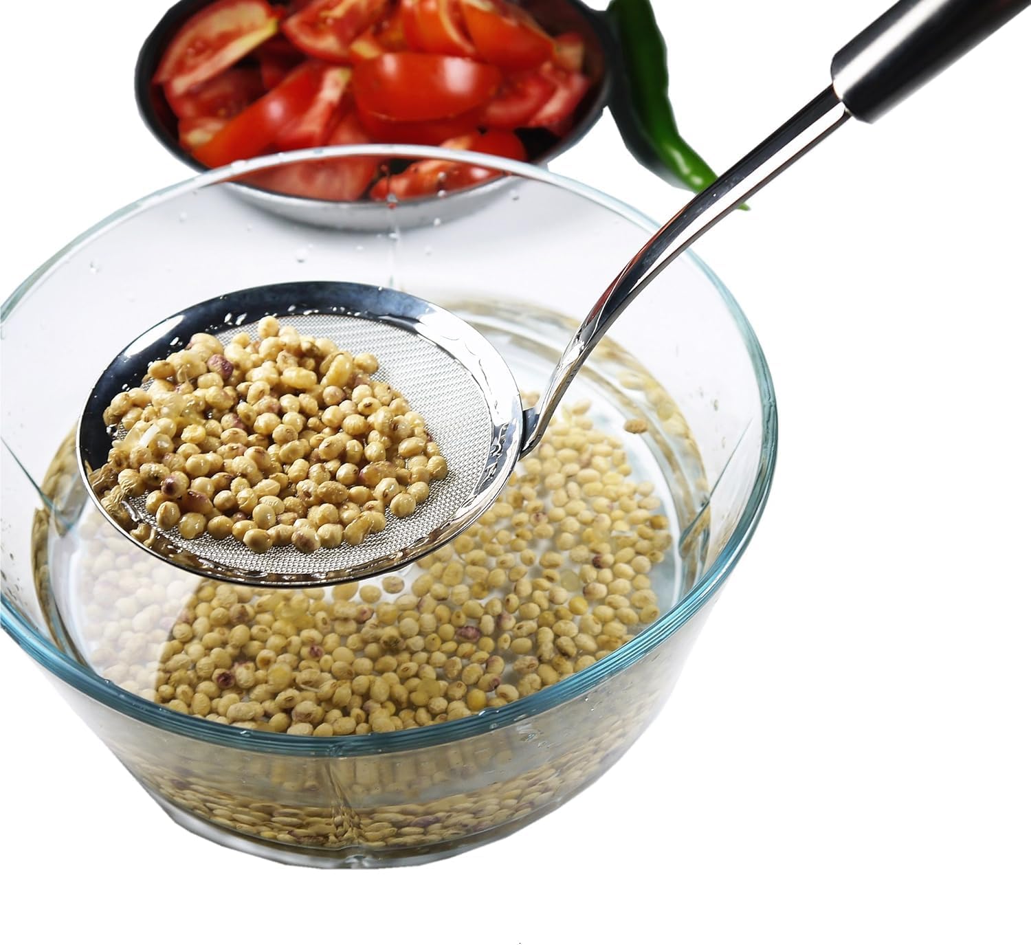 Stainless Steel Wok Mesh Strainer, Cooking Mesh Skimmer Spoon, 4.75 Inch Diameter