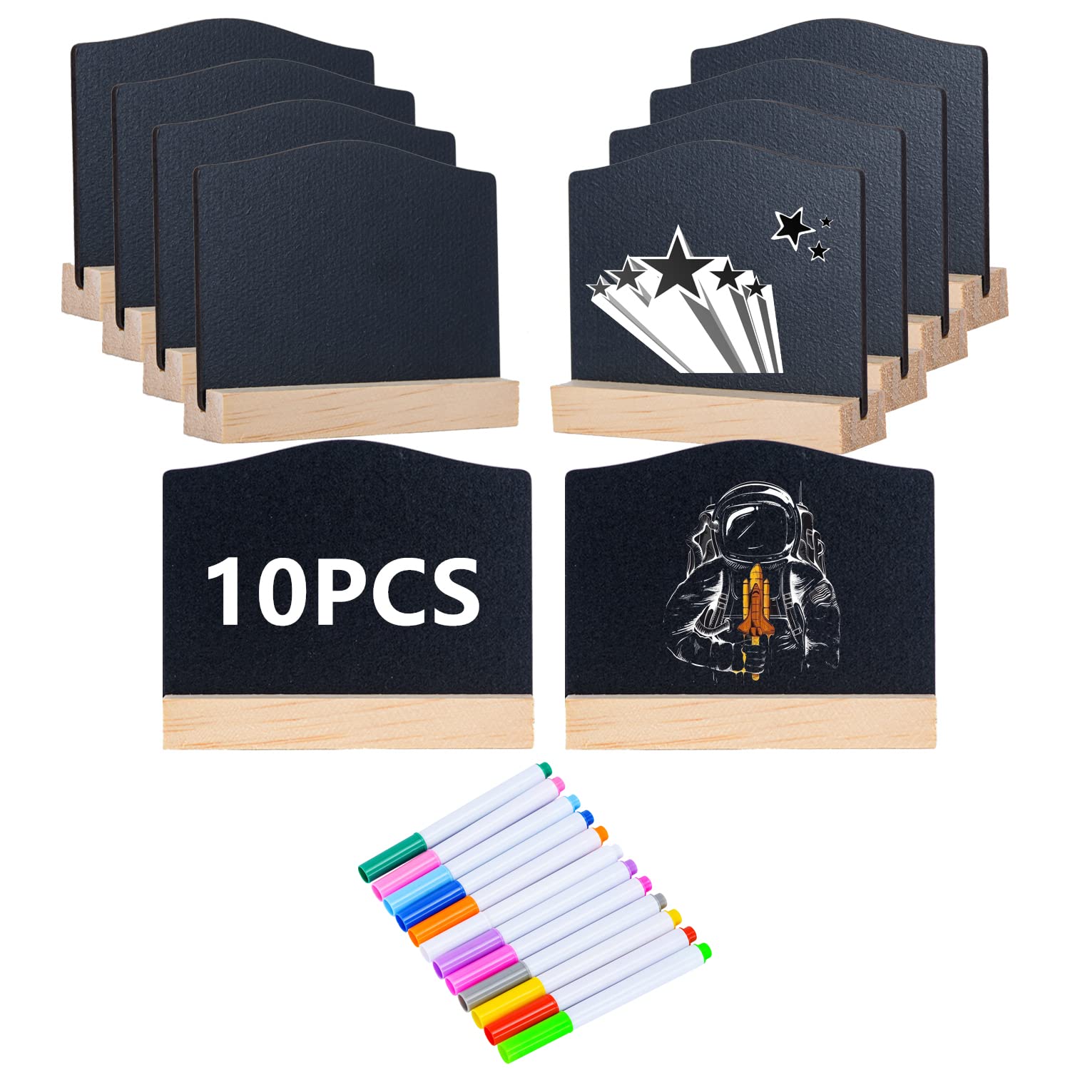 10 Pcs Reusable Mini Chalkboard Signs with Easel Stand for Food Labels, Double-Sided Use Message Board Signs, Weddings Place Cards, Birthday Parties, Table Numbers, Plants, Special Event Decorations