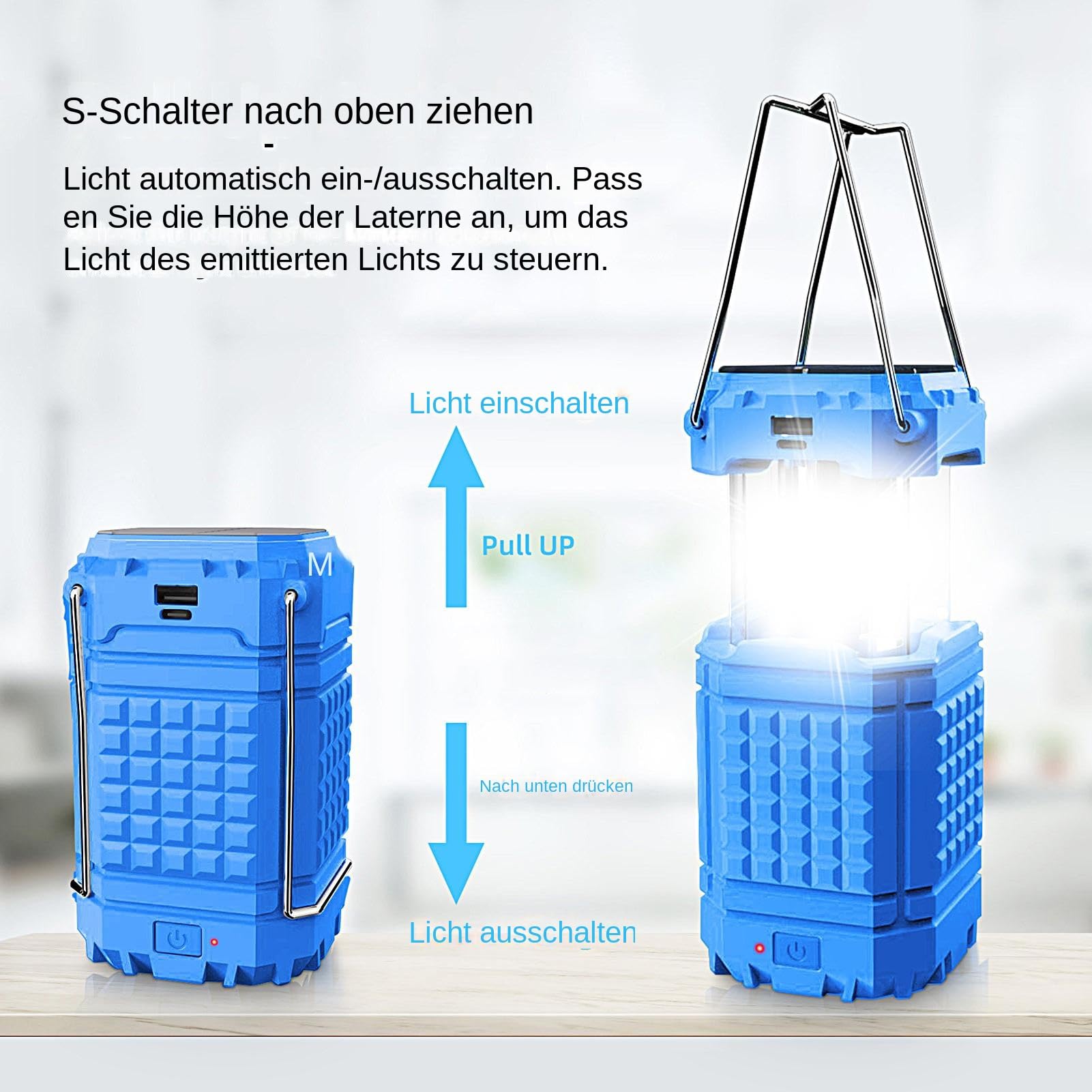 Luce da esterno per campeggio Appendi bile con manovella | Lampada LED USB Solare da Tenda per Escursionismo Pesca Spiaggia Riparazione Auto Arrampicata Giardino Cortile Terrazza da