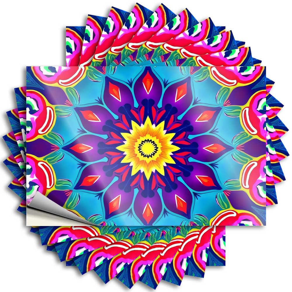 Cool Stuff for Boys, Stickers Layered Hat Colorful Floral Mandala Pattern | Bookish Waterproof Vinyl Stickers(6X9CM)