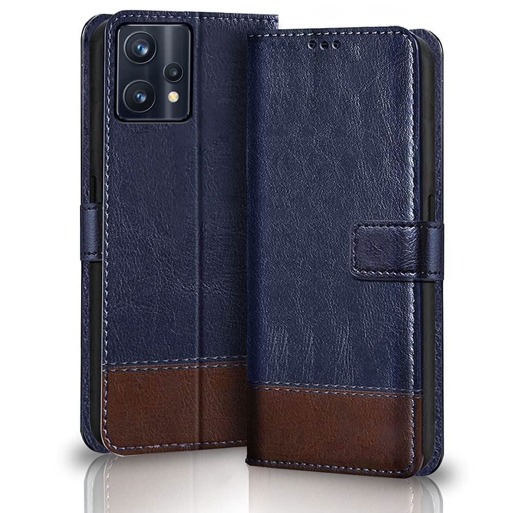 TheGiftKart Flip Back Cover Case for Realme 9 Pro 5G | Dual-Color Leather Finish | Inbuilt Stand & Pockets | Wallet Style Flip Back Case Cover for Realme 9 Pro 5G (Blue & Brown) (B09TR5WT5W) Amazon Price History, Amazon Price Tracker