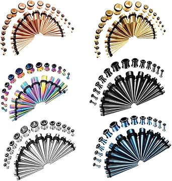 COOEAR Ear Gauges Kit Piercing Tapers Earrings Plugs Tunnels Stainless Steel Expander Stretchers 1.6mm to 10mm 36 Pieces Set.