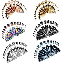 COOEAR Ear Gauges Kit Piercing Tapers Earrings Plugs Tunnels Stainless Steel Expander Stretchers 1.6mm to 10mm 36 Pieces Set.