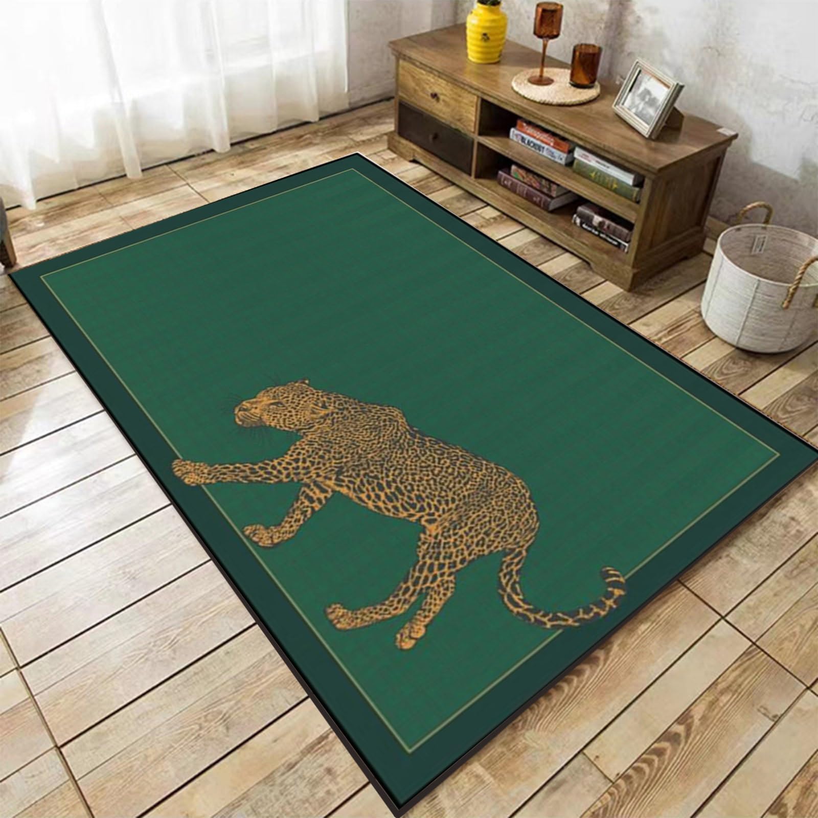 Amazon.com: Leopard Home Decor Rugs, 3x4ft, Vintage Emerald Green
