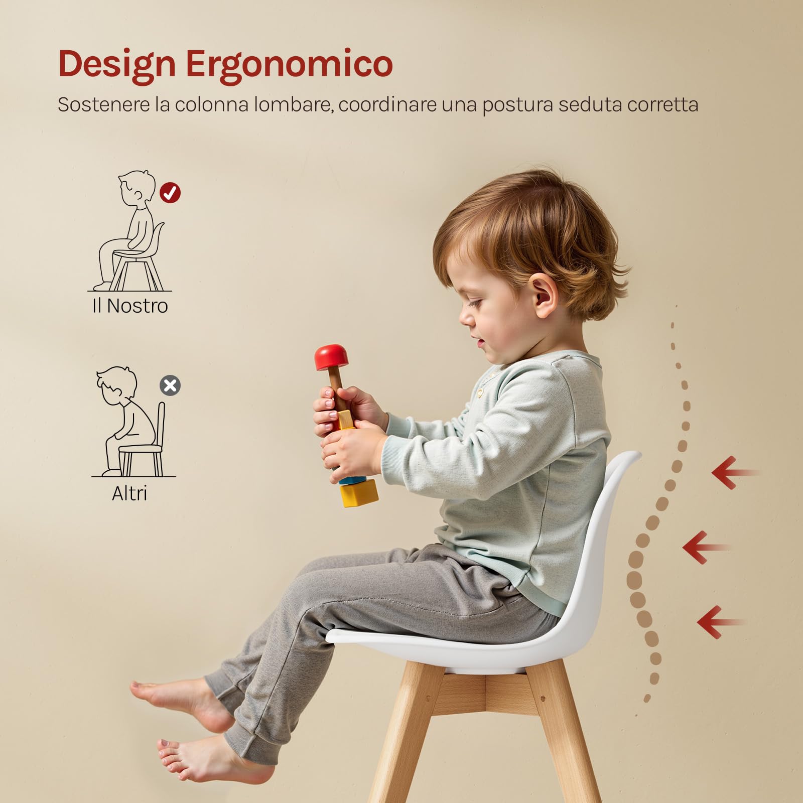 WOLTU Sedia Bambini Sediolina da Tavolo Piccola Poltroncina Bimbi per Cameretta Plastica e PU Bianco