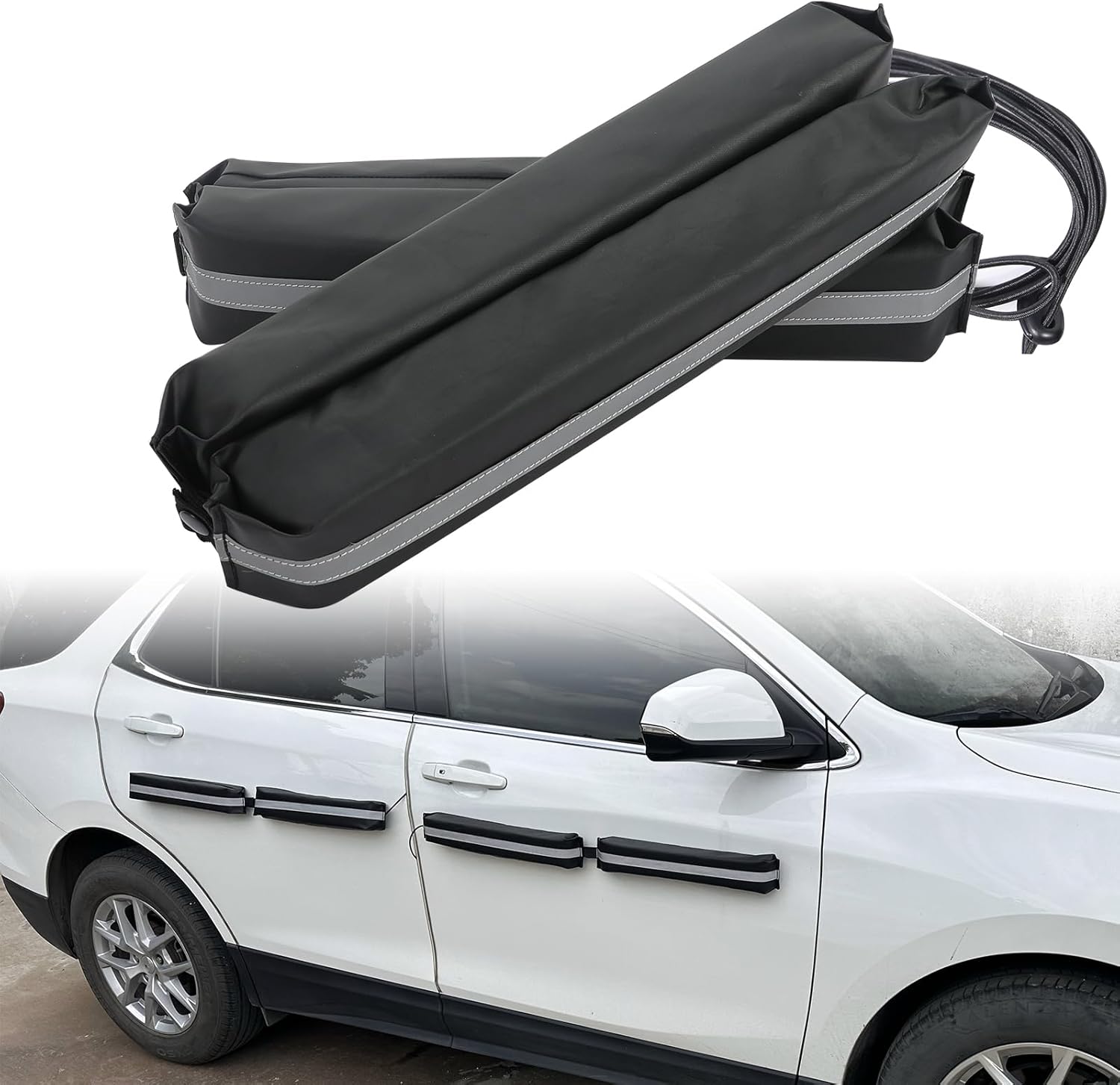 Winunite Magnetic Removable Car Door Dent Protector PU Leather Car Door Ding Protector Ding Bumper for Vehicles Black(Pack of 4)