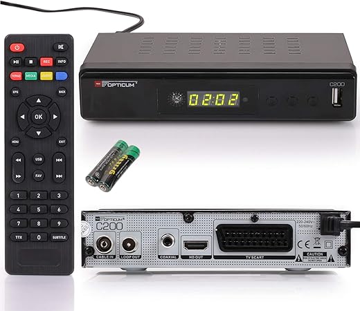 RED OPTICUM C200 HD Kabelreceiver mit Aufnahmefunktion PVR I Digitaler Kabel-Receiver HD – EPG – HDMI – USB – SCART – Coaxial Audio I Receiver für Kabelfernsehen I DVB-C…