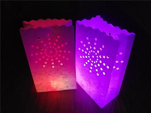 Miniatura 3 de Lanker, paquete de 24 bolsas luminarias  Sunburst Design Candle Bags  Soporte de luz resistente a la llama  Candelabros decoraciones para bodas,