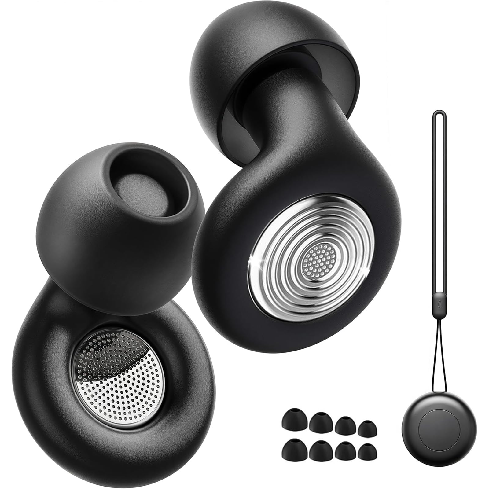 2026 Nuovo Tappi Orecchie Dormire, Antirumore Quiet Silicone Auricolari, 45dB Protezione dell'udito, Concerti/Aerei/Sleep/Viaggiare, Riutilizzabile Earplugs con 8 Punte (XS/S/M/L) e Custodia - Nero