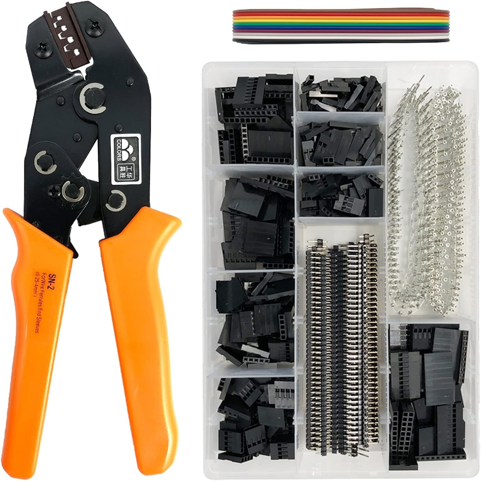 Hand Crimping Tools Connector Crimping Tool SN-2 Pliers Set XH2.54 SM Plug Spring Clamp For JST ZH1.5 2.0PH 2.5XH EH SM Boxed Kit Maintain Standard Pressure Line(Sn 2 1550pcs)