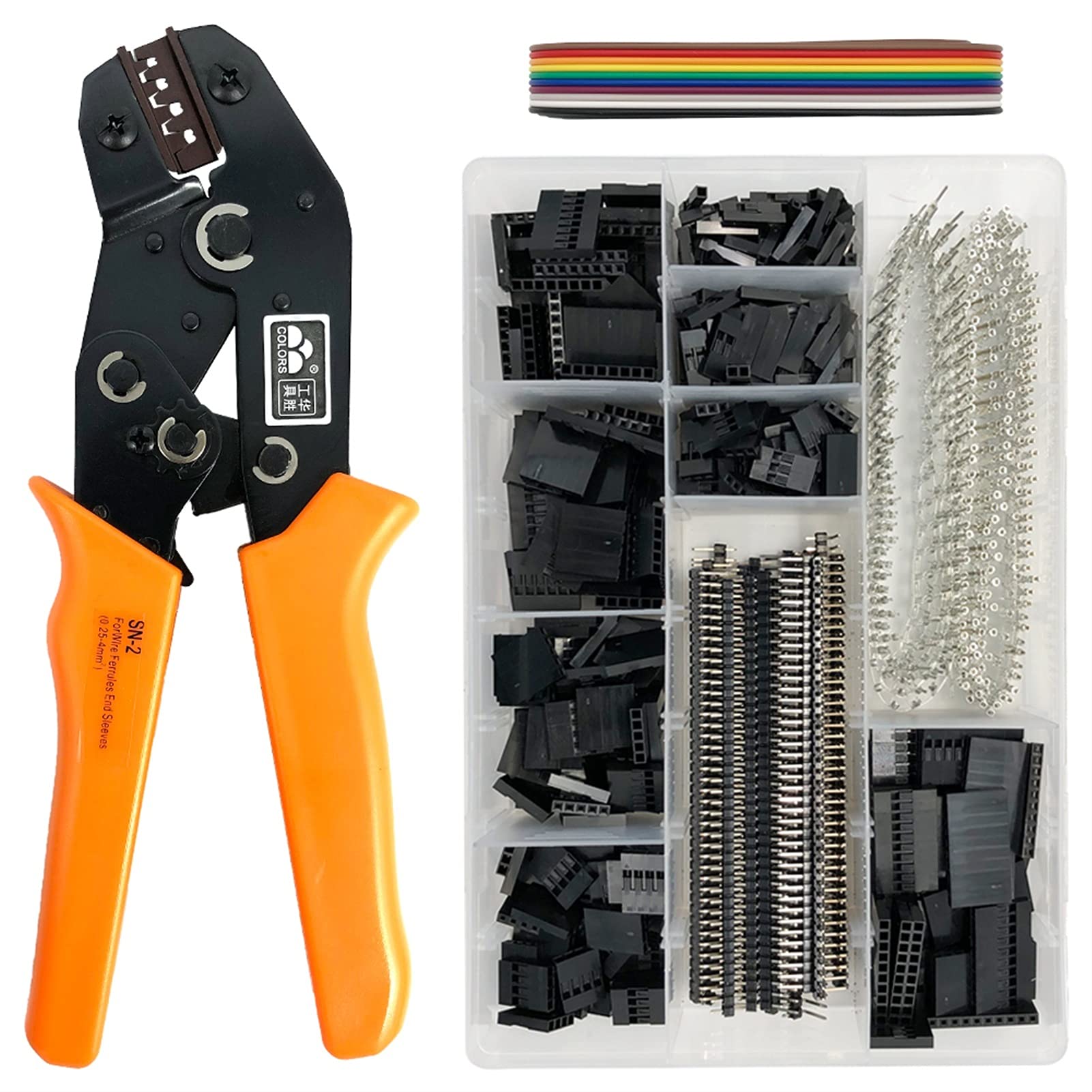 Hand Crimping Tools Connector Crimping Tool SN-2 Pliers Set XH2.54 SM Plug Spring Clamp For JST ZH1.5 2.0PH 2.5XH EH SM Boxed Kit Maintain Standard Pressure Line(Sn 2 1550pcs)