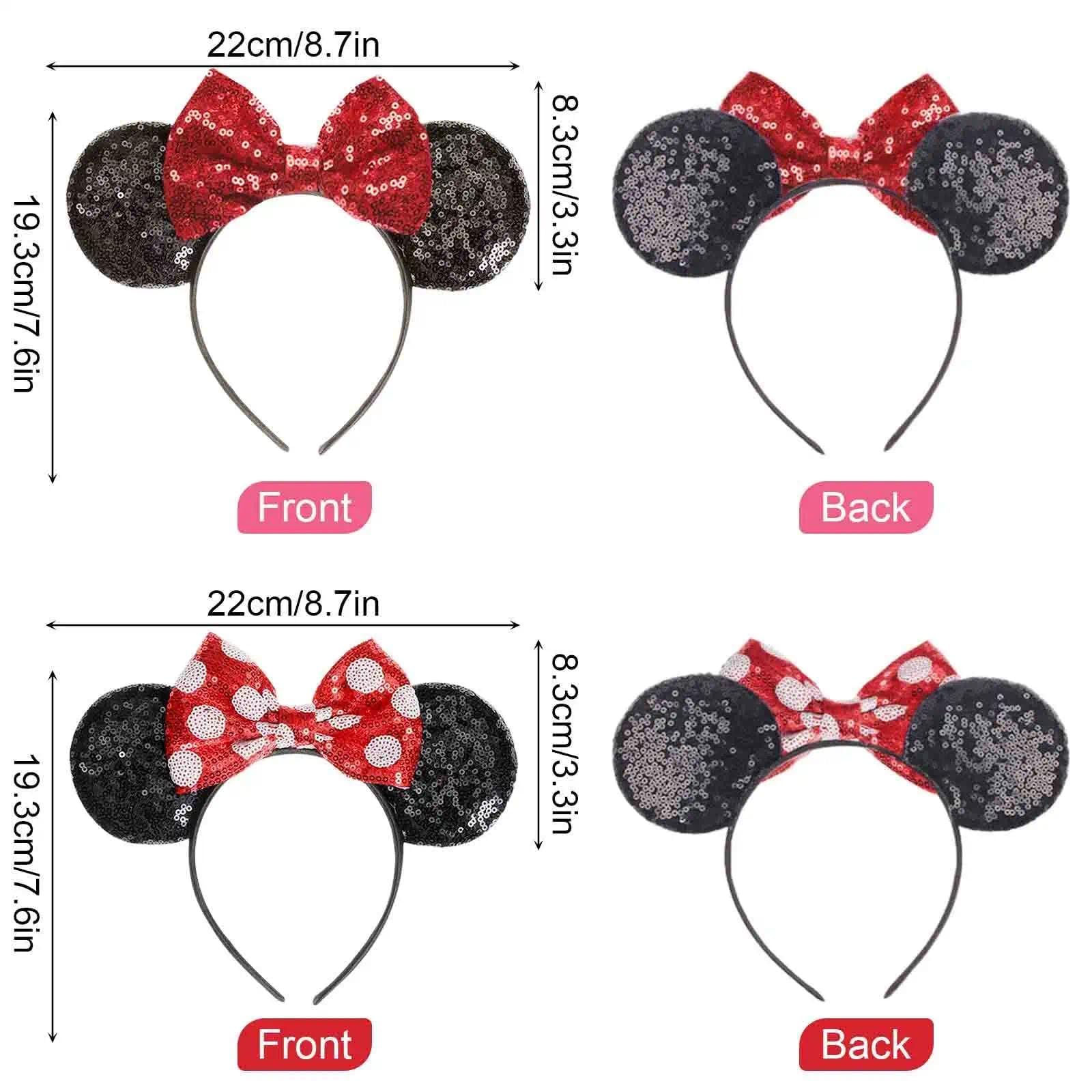 Diadema de orejas de ratón con lentejuelas para Halloween Navidad disfraz 2 piezas
