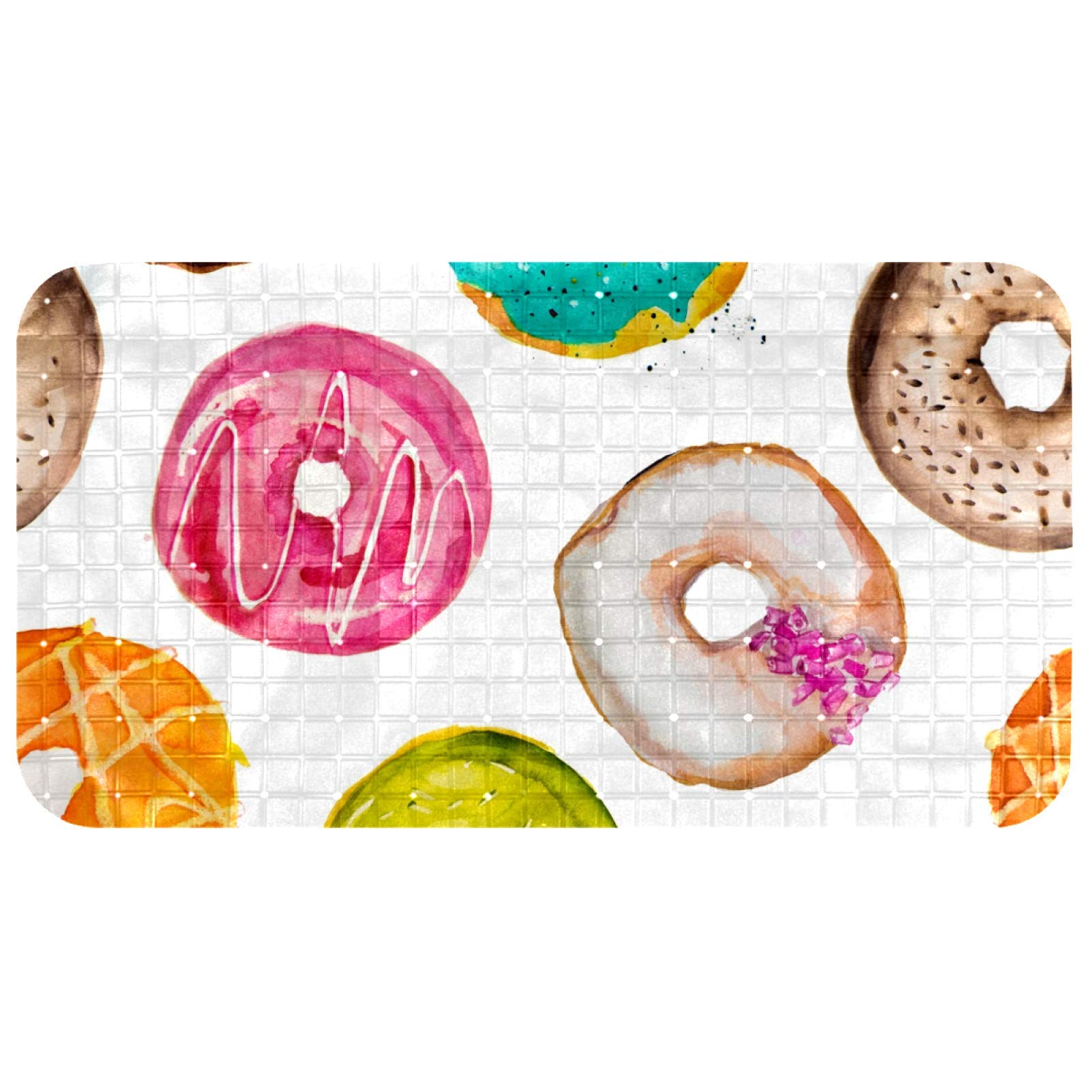 Tapis de bain de salle de bain anti-glisse 60 x 35 cm en PVC aquarelle donut sain