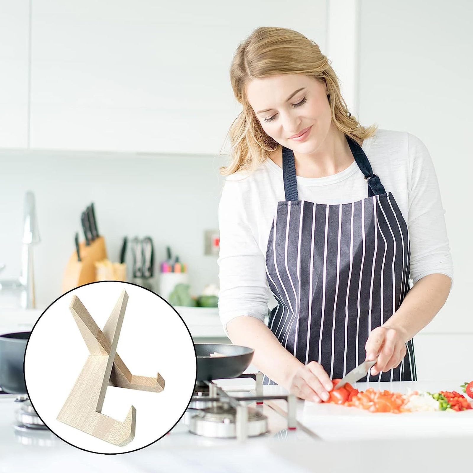 Supporto Per Piatti In Legno Quixotical - Espositore Per Ricette, Tablet, Foto, Design Naturale