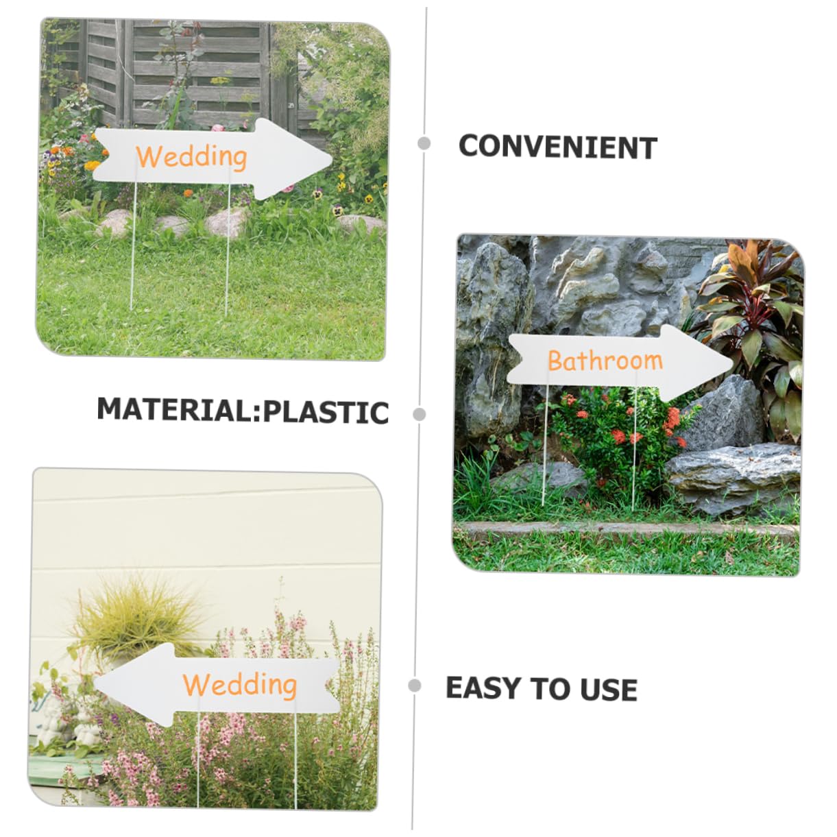 Cartello da Giardino a Freccia Vuoto con Picchetto, Plastica Bianca, 10 Pezzi, per Casa e Garage