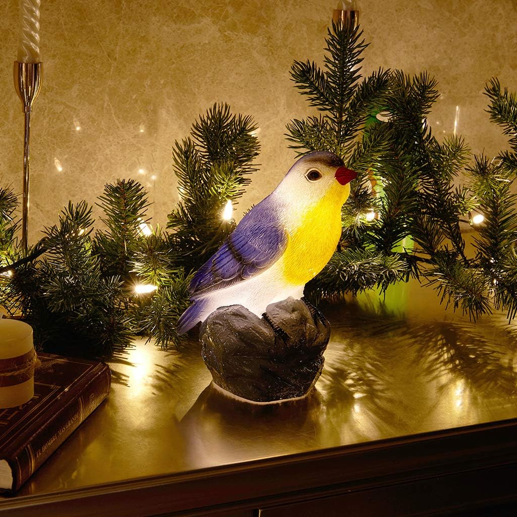 Vanthylit Spring Decor, LED Handmade with Real Wax Battery Operated Flameless Candle with Timer Blue Bird Shape Table Lamp for Home Decor