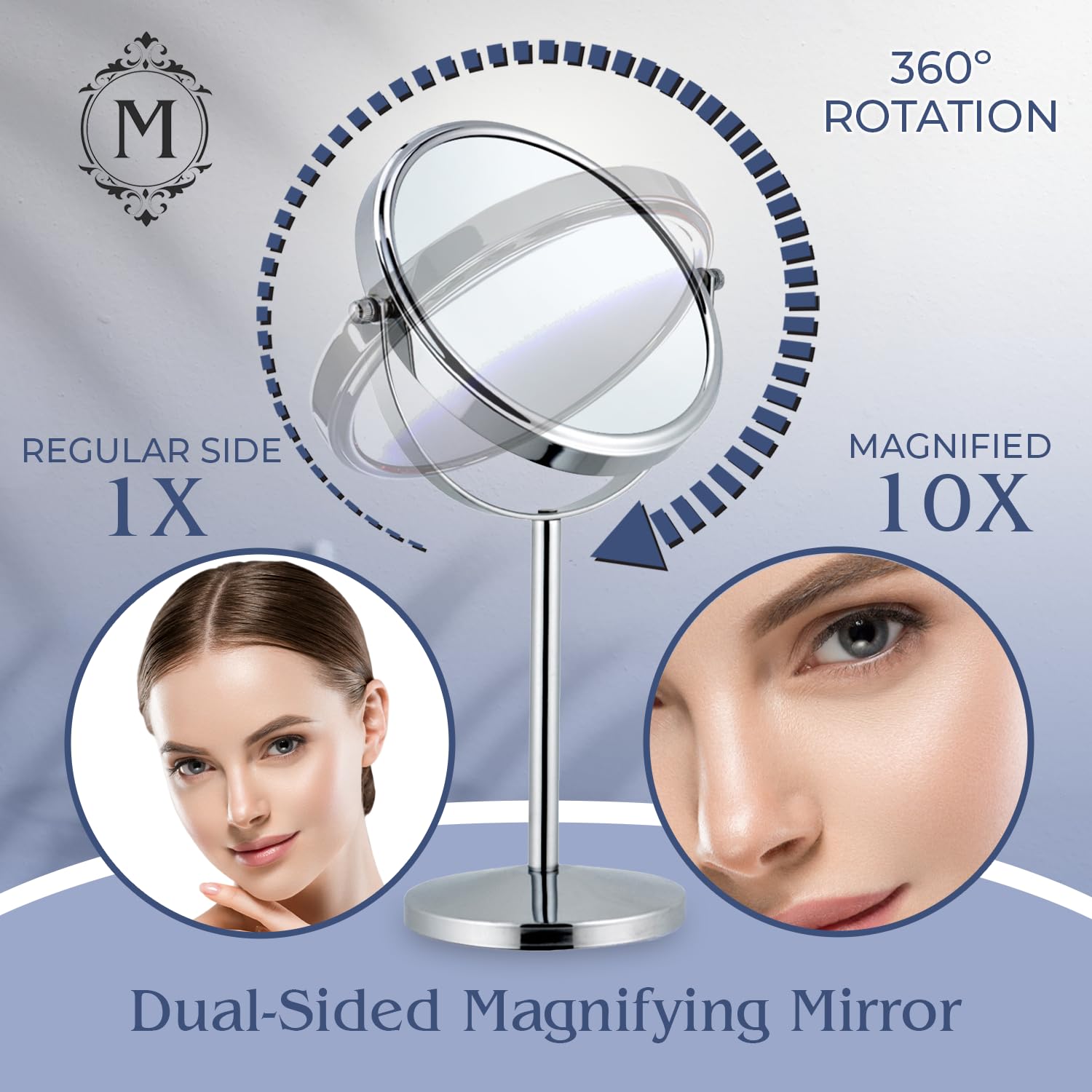 Mirrorvana Specchio ingranditore 10X con collo flessibile per trucco - specchio da tavolo con ventosa per bagno, toeletta e viaggio - Magnifying Makeup Mirror - 17cm x 17cm (Rotondo