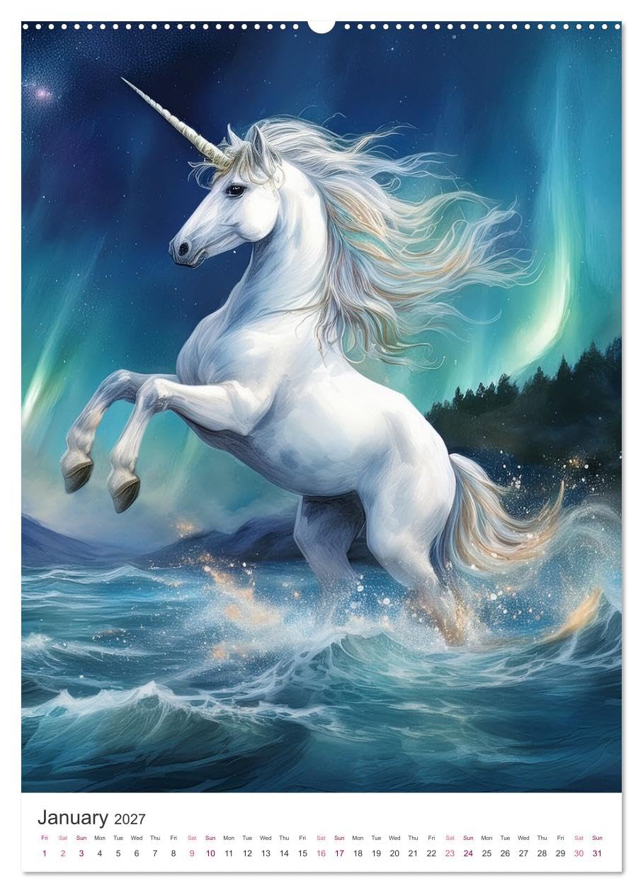 Fantastic horses from myths and legends (Wall Calendar 2027 DIN A2 portrait), CALVENDO 12 Month Wall Calendar: Magical paintings of unicorns and other mystic horses from fabulous tales
