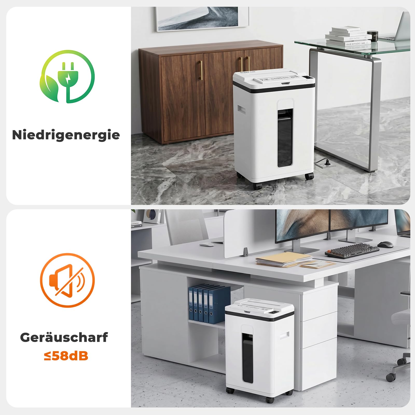 200 Blatt Aktenvernichter P-5 Partikelschnitt Aktenvernichter, 7 Blatt manuell, 40 Min Dauerbetrieb, Anti-Stau, vernichtet Kreditkarten & Heftklammern, 22L Auffangbehälter, für Büro & Gewerbe