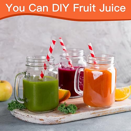 Miniatura 5 de Keketin Tarros de vidrio de 16 onzas con tapas, paquete de 9 tarros reutilizables con asa, tarro de avena de vidrio de 16.2 fl oz, tazas de cerveza