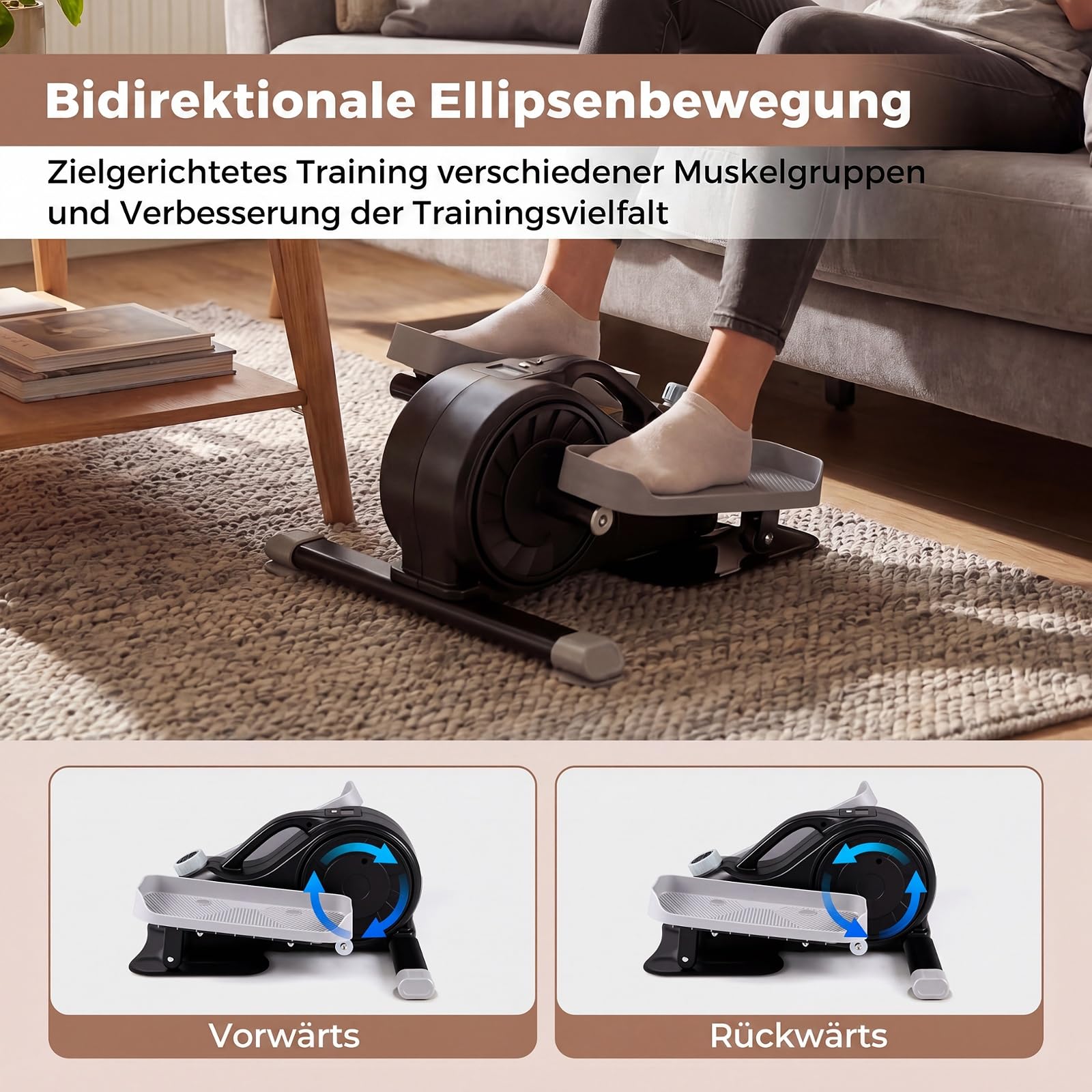 COSTWAY Mini elektrischer Crosstrainer, Stepper für Zuhause, Büro | Ellipsentrainer mit verstellbarem Widerstand & LCD-Display, Leise & Tragbar, Pedaltrainer für Senioren & Erwachsene