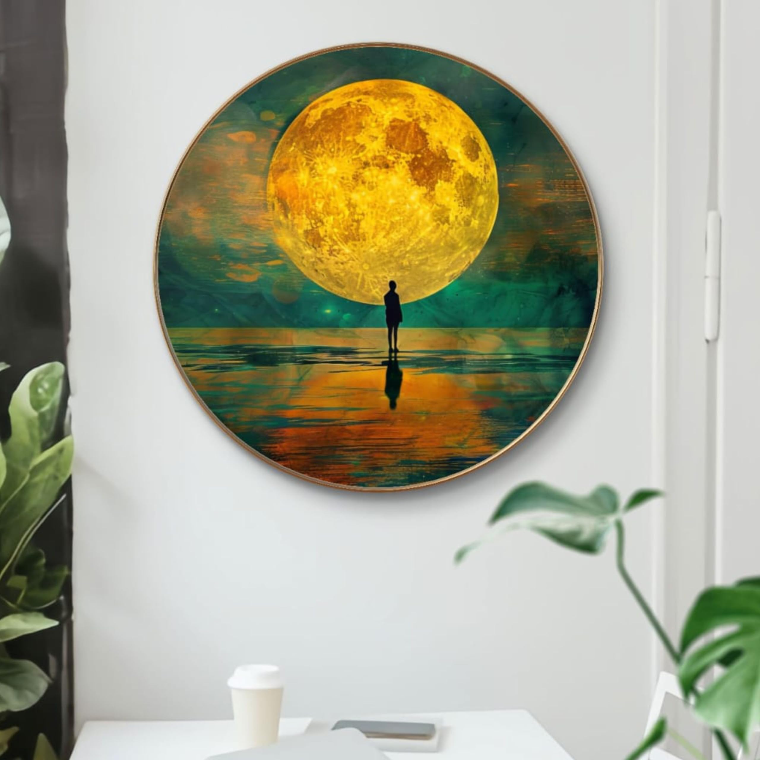 Livin'luxe paintings Abstract modern art Premium Sparkle lamination Golden Slim Frame 58 cm x 58 cm Large Size, For Home/Office/Hotel painting GR-12