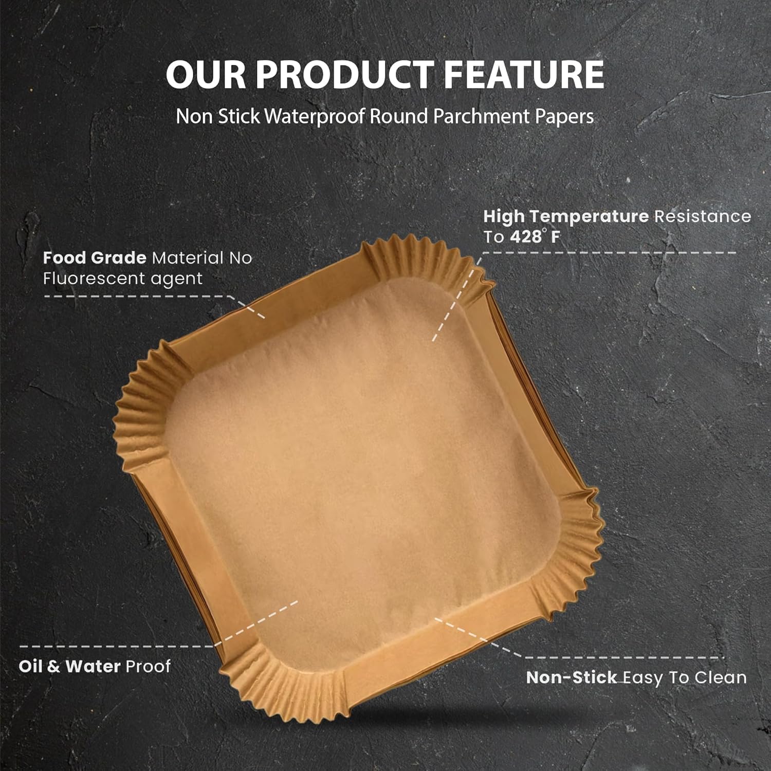 Roe Tenpo Air Fryer Liners, 100Pcs Disposable Baking Parchment Paper, Non-Stick & Greaseproof, Air Fryer Accessories for Ninja ON400UK AF140UK SL300UK, COSORI, Tefal, Russell Hobbs Air Fryer — view 5