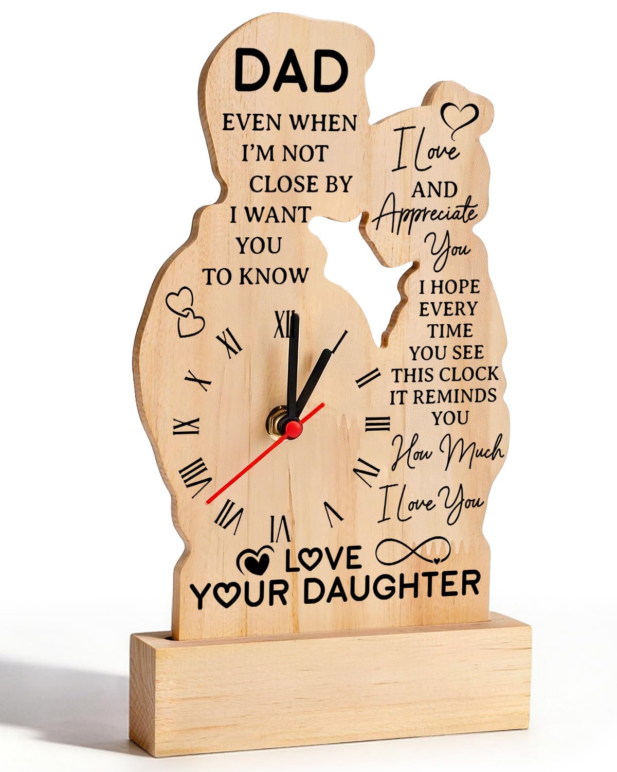 TheGiffter Dad Birthday Gifts, Wooden Clock Gift for Dad on Fathers Day Father's Day Christmas Valentines Easter, Retirement Thank You Presents for Daddy 2