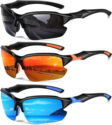 DioKiw Gafas de sol polarizadas deportivas para hombres, ciclismo, correr, pesca, protección UV, gafas de sol ligeras de medio marco