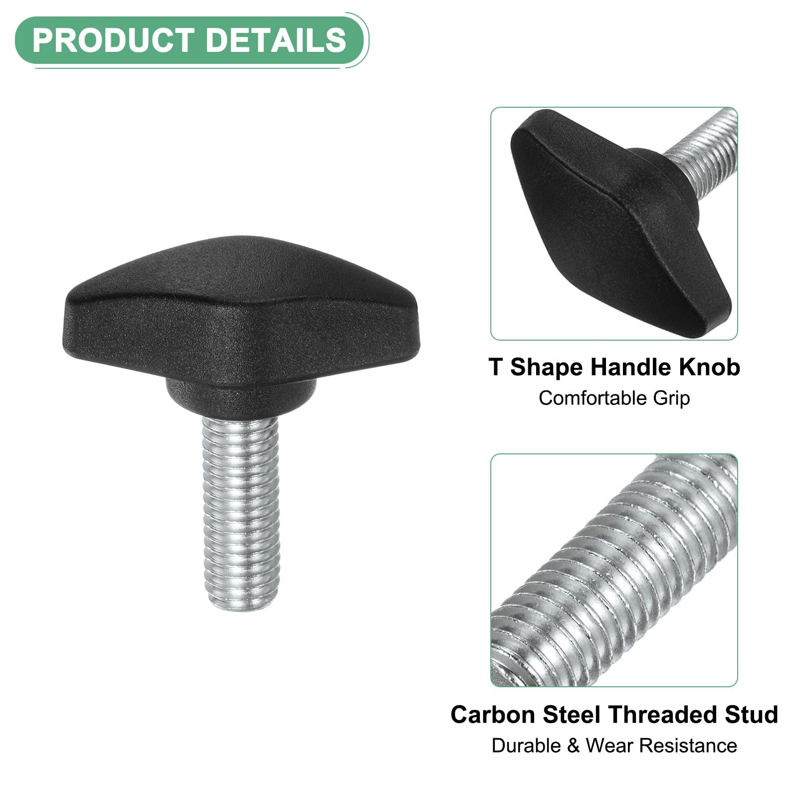 M METERXITY 12-Pack Thumb Screws, M8x20mm Tee Wing Knobs, Plastic T Handles Clamping Knob for Woodworking/Machinery/Equipment - Image 2