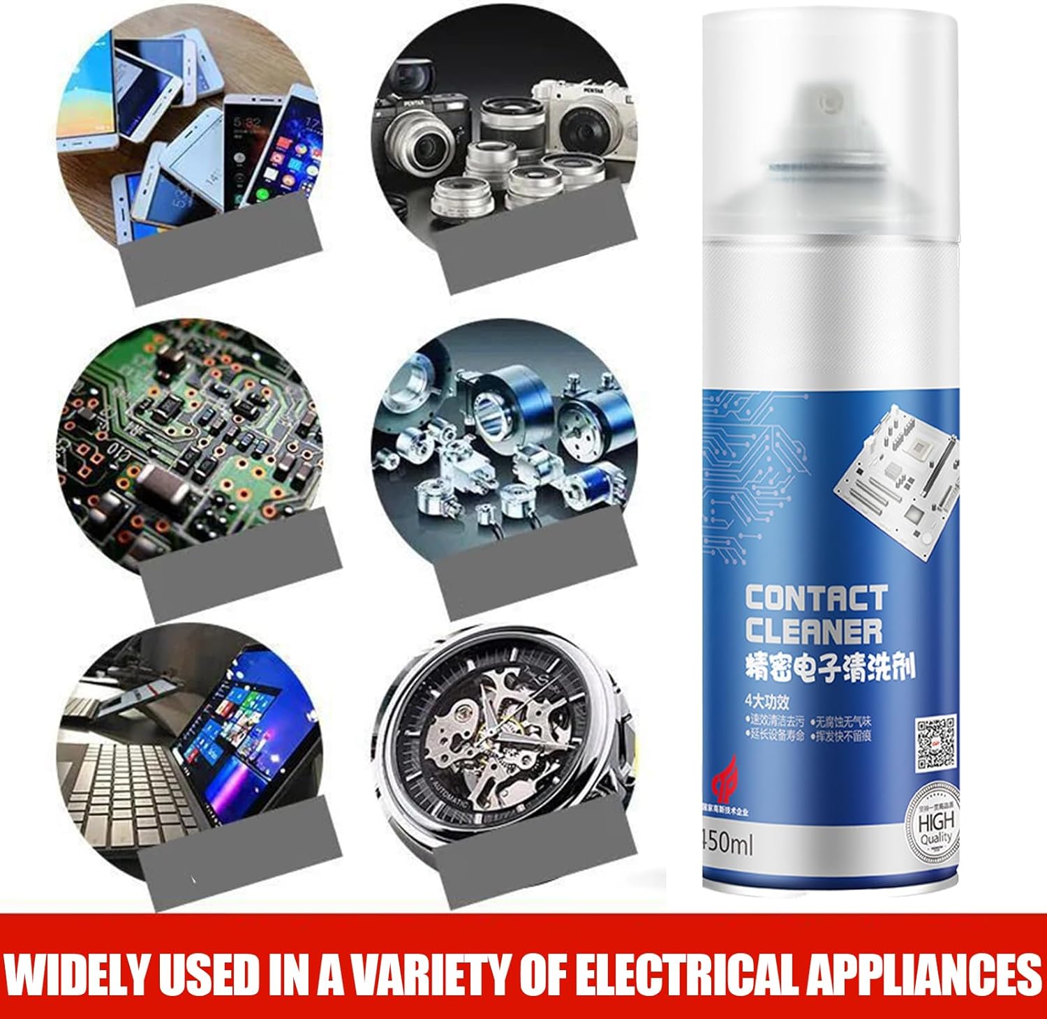 Circuit Cleaner Spray – Soft Contacts Agent, Professional Device Formula | Residues-Free Electrical Washing Fluid, Quick Evaporating Wipe Solution, Safe Multipurpose Appliance Mist, Non-Corrosive