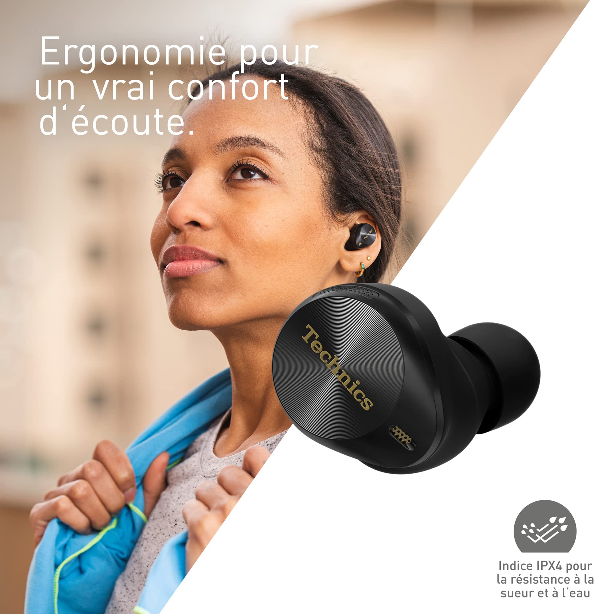 Technics EAH-AZ80E-A Écouteurs sans Fil avec Suppression du Bruit, Bluetooth, écouteurs Intra-Auriculaires avec Microphone intégré, Ajustement Personnalisable, jusqu'à 7 Heures de Lecture, Bleu Nuit