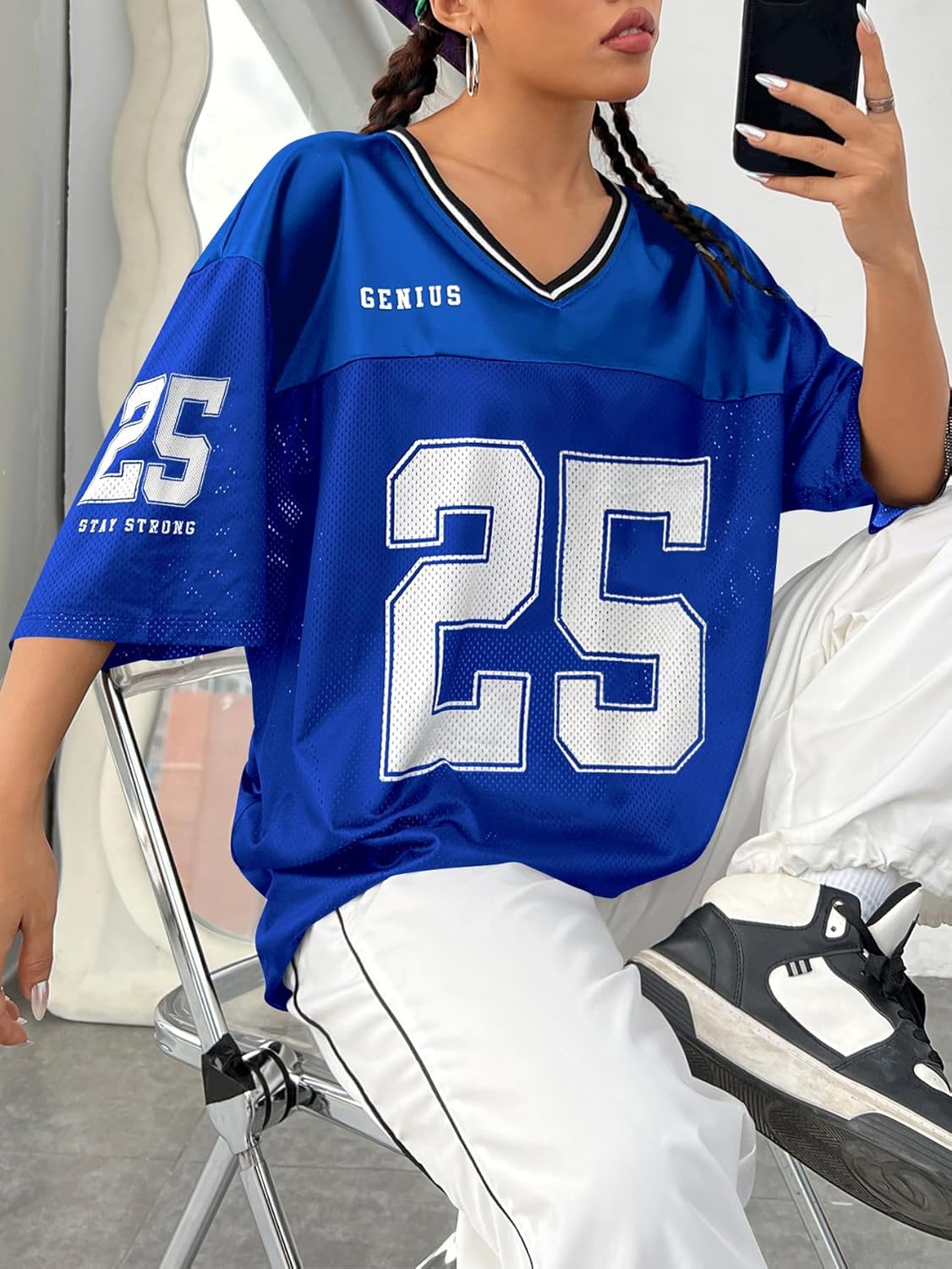 QJQ Women‘s Jersey Shirts Y2K Tops V Neck Half Sleeve Number Graphic T Shirts Summer Cute Football Streetwear Tee - Image 6