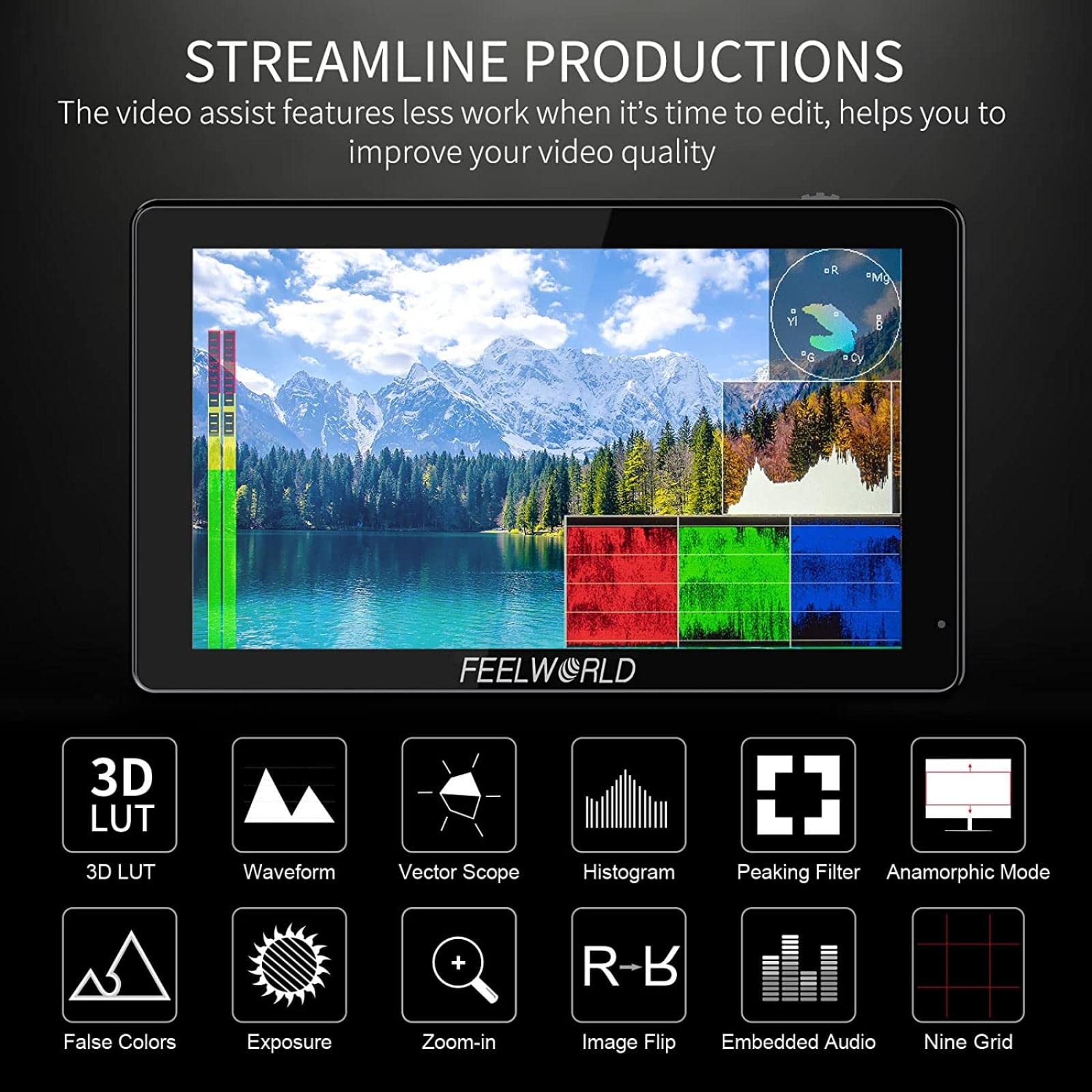 Amazon | FEELWORLD 5.5インチ LUT5 カメラモニター 輝度3000nit 5.5