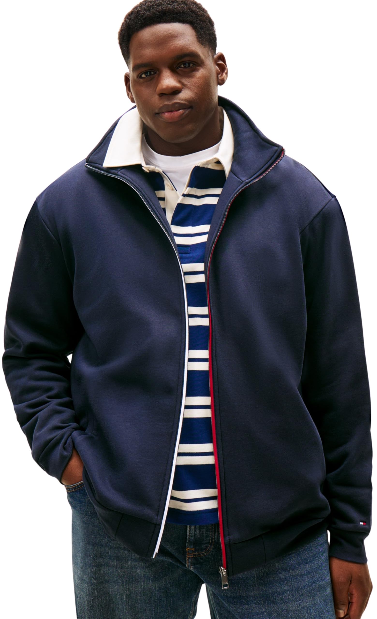 Tommy Hilfiger Zip Sweat Navy 2XL - 64% Cotton 36% Polyester