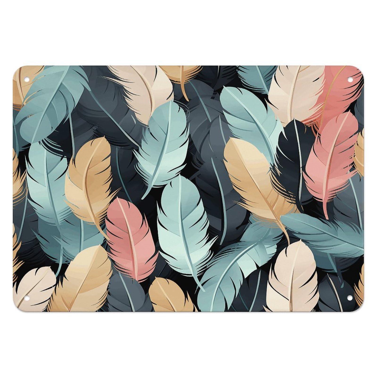 Fodpand Style Feather Retro Vintage Metal Tin Sign,Wall Art Decor Garden Plaque Poster For Bedrooms Yard Bars Pubs Patios Porches 7.9X5.5 Inch