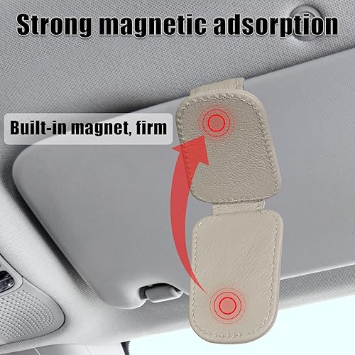 Miniatura 5 de Soportes para lentes de sol para visera de automóvil, soporte magnético de cuero para lentes de sol para automóvil, adecuado para lentes de piernas